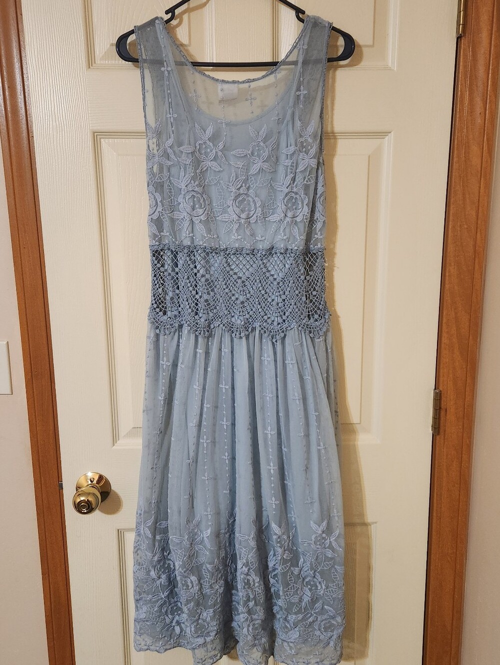 Sundance Love Always Dress Size 8 French Blue Midi Lace Embroidery Crochet Panel - Picture 5 of 7